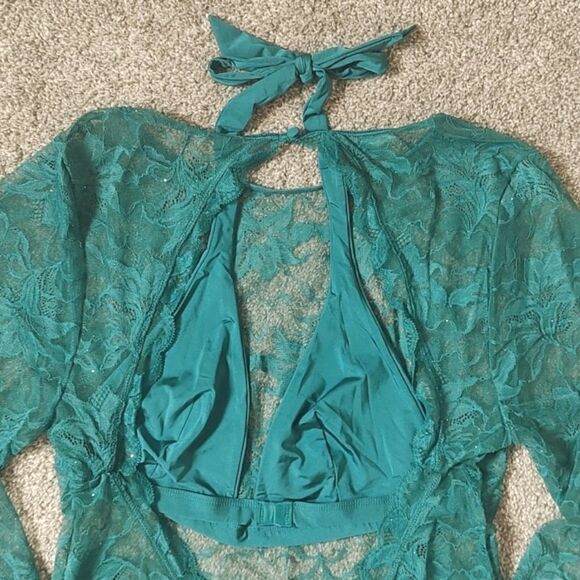 New With‎ Tags La Vie En Rose Size XL Long Sleeve Lace & Microfiber Teddy - Picture 8 of 12